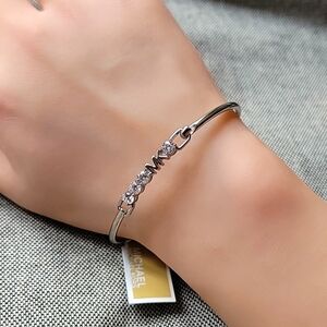 Michael Kors MK Logo Silver S/ Steel Bracelet 4 Single Crystals